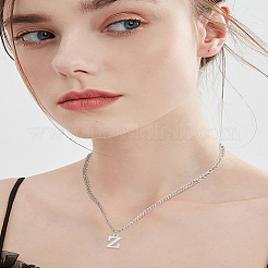 1 collar con colgante de letra de acero inoxidable 304&nbsp;NJEW-LP0001-33Z-P