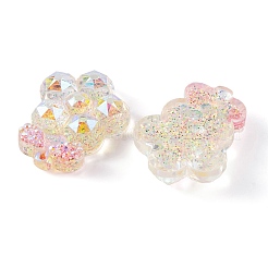 Cabochons décodés de fleurs en résine époxy transparente&nbsp;CRES-M034-06D