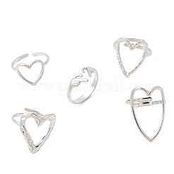 5 anillo de puño abierto de acero inoxidable 304 para mujer.&nbsp;RJEW-K313-12P