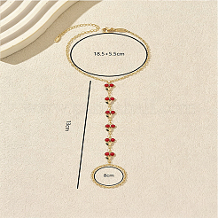 Bracelet de main bohème en laiton émaillé avec breloque cerise rouge&nbsp;LZ1117