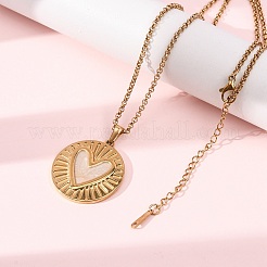 Collane con pendente in acciaio inossidabile 304 smaltato bianco per donna&nbsp;NJEW-F378-02G-02