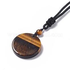 Collana con ciondolo a forma di fiore della vita con pietre preziose naturali e cordino in nylon da donna&nbsp;NJEW-P274-02