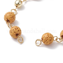 Fabrication de bracelets en chaîne de perles rondes en pierre de lave naturelle teinte&nbsp;AJEW-JB01206-02