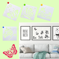 2 set quadrato con stencil per animali con motivo floreale e farfalla&nbsp;DIY-CW0001-12