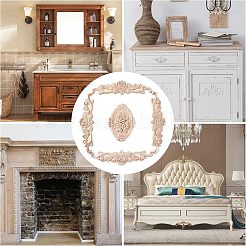 5 pièce d'applique en bois de caoutchouc sculpté&nbsp;WOOD-FH0001-85