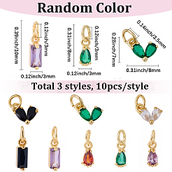 30 Stück 3 Stile Messing Micro Pave Zirkonia Charms&nbsp;ZIRC-SC0001-39
