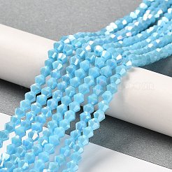 Brins de perles de verre galvanisées de couleur unie opaque&nbsp;GLAA-F029-P4mm-A12
