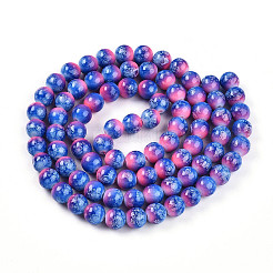 Chapelet de perles en verre baking paint&nbsp;DGLA-N008-10mm-02