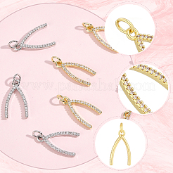 8 pièces 2 couleurs placage en laiton micro pave pendentifs en zircone cubique&nbsp;KK-BBC0027-82