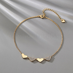 Minimalistische Fußkettchen aus Messing mit 4 Herzgliederkette für Frauen und Mädchen&nbsp;YO8266
