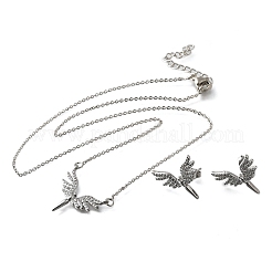 Orecchini a bottone in ottone con micro pavé di zirconi cubici e collane pendenti set&nbsp;SJEW-Z002-03P