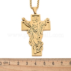 201 Edelstahl-Halsketten mit Religionsanhänger&nbsp;NJEW-Z058-04G