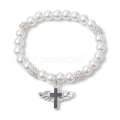 Stretch-Armbänder aus Messing und Glasperlen für Damen&nbsp;BJEW-JB11381-02