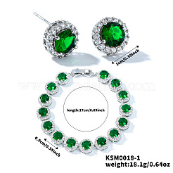 Ensemble de boucles d'oreilles et de bracelets vintage élégants en laiton et zircone cubique&nbsp;HH8827-1