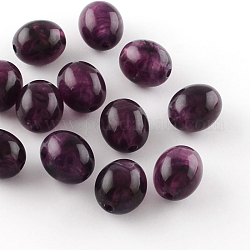 Овальной имитация драгоценных камней акриловые бусины, фиолетовые, 15x13 мм, отверстие : 2.5 мм, Около 310 шт / 500 г