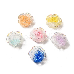 Cabujones de resina transparente, flor, color de ab chapado, color mezclado, 24x20x8mm