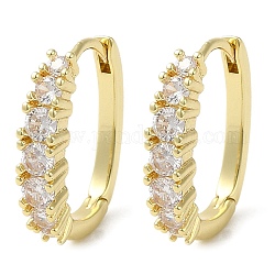 Rack Plating Brass Hoop Earrings with Cubic Zirconia, Cadmium Free & Lead Free, Long-Lasting Plated, Real 18K Gold Plated, 18.5x4x16.5mm