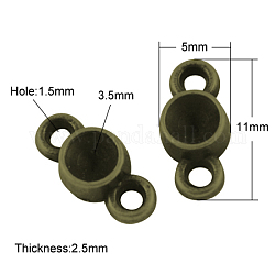 Basi di cabochon connettori  in lega, cadmio & nichel &piombo libero, bronzo antico, 12.5x5x2.5mm, Foro: 1.5 mm, adatto per strass da 3.5 mm