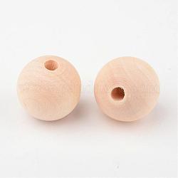 Незаконченные деревянные бусы, натуральные деревянные свободные шарики, круглые, без свинца, оранжевые, 20x18 мм, отверстие : 4~5 мм