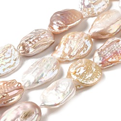 Chapelets de perles en Keshi naturel, perle de culture d'eau douce, perles baroques, ovale, vieille dentelle, 20~29x14~16.5x5~6mm, Trou: 0.7mm, Environ 18~19 pcs/chapelet, 15.24~15.83'' (38.7~40.2 cm)