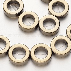 Electrochapa no-granos de hematites sintético -magnéticos hebras, anillo, bronce antiguo plateado, 14x4mm, agujero: 1 mm, aproximamente 29 pcs / cadena, 15.7 pulgada