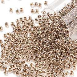 Cuentas de semillas redondas toho, Abalorios de la semilla japonés, (989) cristal forrado dorado, 11/0, 2.2mm, agujero: 0.8 mm, aproximamente 1103 unidades / 10 g