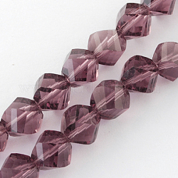 Glass Bead Strands, Faceted, Twist, Indian Red, 4x4x4mm, Hole: 1mm