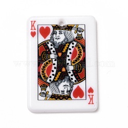Печатные акриловые подвески, прямоугольник с рисунком игральных карт, король сердец, красочный, 36x25.5x2 мм, отверстие : 1.8 мм