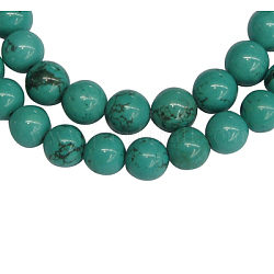 Edelstein Perlen, Natur howlite, Runde, gefärbt, Türkisfarbe, Größe: ca. 8mm Durchmesser, Bohrung: 1.2 mm, 50 Stück / Strang, 15.5 Zoll