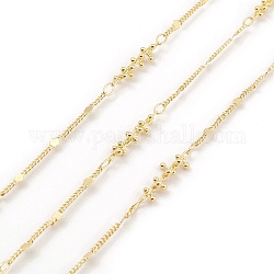 Brass Ball Beaded Link Chains, Unwelded, with Spool, Real 18K Gold Plated, 2x1.2x0.4mm, 20x4x4mm