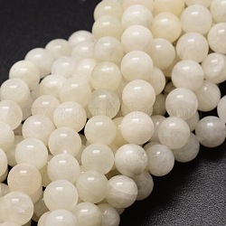 Natürliche weiße mondstein runde perlenstränge, 5~6 mm, Bohrung: 1 mm, ca. 62 Stk. / Strang, 15.7 Zoll