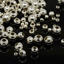 Perles séparateurs en fer, ronde, couleur argentée, 2~5mm, Trou: 1~2mm