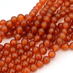 Perles en pierres gemme, cornaline naturelle, teinte, ronde, 10mm, Trou: 1mm, Environ 38 pcs/chapelet, 15.5 pouce