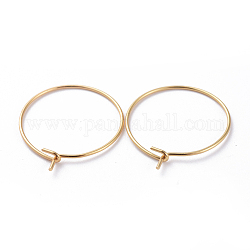 316 Surgical Stainless Steel Hoop Earring Findings, Wine Glass Charms Findings, Real 18K Gold Plated, 20x0.7mm, 21 Gauge
