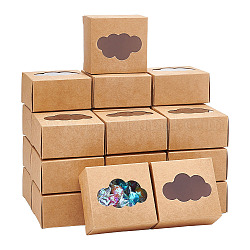Подарочная коробка для крафт-бумаги, складной ящик с окошком, прямоугольные, загар, облачный узор, 7.6x7.2x4 см