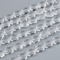 Glass Bead Strands, Crystal Bead Strands, Faceted, Oval, Clear, 12x9x6mm, Hole: 1mm, about 60pcs/strand, 28.3 inch