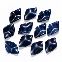 Ciondoli acrilico, stile gemstone imitato, foglia, blu di Prussia, 29x18.5x4.5mm, Foro: 1.8 mm, circa 585pcs/500g
