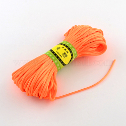 Атласный шнур из полиэстера, для китайского вязания, изготовление ювелирных изделий, темно-оранжевый, 2 мм, около 21.87 ярда (20 м) / пачка, 6 расслоения / мешок