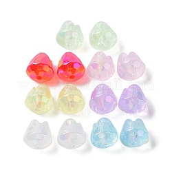 Placage uv perles acryliques transparentes irisées arc-en-ciel, facette, fleur de tulipe, couleur mixte, 15x14~14.5mm, Trou: 2.5mm