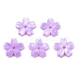 Perles acryliques opaques, sakura, lilas, 10.5x11x2mm, Trou: 1.2mm