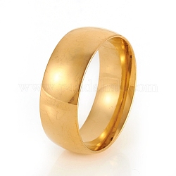 201 плоское кольцо из нержавеющей стали, золотые, размер США 10 (19.8 мм), 8 мм