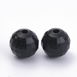 Abalorios acrílicos opacos, cuenta de la tierra, negro, 9.5~10mm, Agujero: 1.5 mm, aproximamente 900 unidades / 500 g