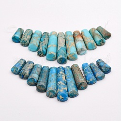 Brins de perles de jaspe impérial naturel, pendentifs éventails gradués, perles focales, teinte, bleu profond du ciel, 15~39x9~10x5~5.5mm, Trou: 1.5mm, 11 pcs / chapelet, 3.54 pouce