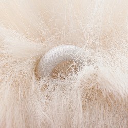 Handgemachte künstliche Kaninchenfell Pom Pom Ball bedeckt Anhänger, Fuzzy Bunny Haarballen, mit elastischer Faser, cornsilk, 55~74 mm, Bohrung: 5 mm
