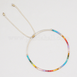 Bracelet en perles de verre tressées, bracelet réglable, colorées, pas de taille
