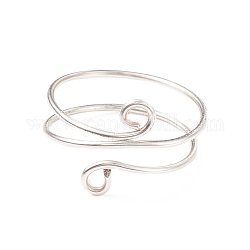 Манжета из латунной проволоки с двойным кольцом для женщин, серебряные, размер США 9 (18.9 мм)