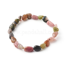 Bracelets extensibles en perles de tourmaline naturelle pour enfants, pierre roulée, pépites, diamètre intérieur: 1-3/4~1-7/8 pouce (4.3~4.7 cm)