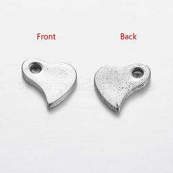 201 Stainless Steel Stamping Blank Tag Pendants, Heart, 6x5.5x0.5mm, Hole: 1mm