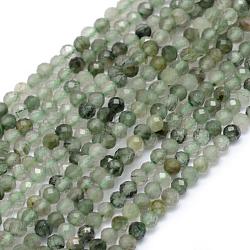 Natürlichen grünen Rutilquarz Perlen Stränge, Runde, facettiert, 3 mm, Bohrung: 0.5 mm, ca. 113 Stk. / Strang, 15.35 Zoll (39 cm)