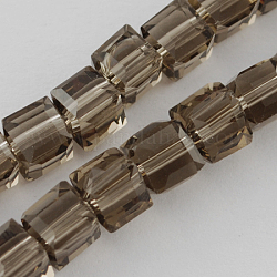 Glass Bead Strands, Faceted, Cube, Coffee, 6x6x6mm, Hole: 1mm, about 100pcs/strand, 22 inch